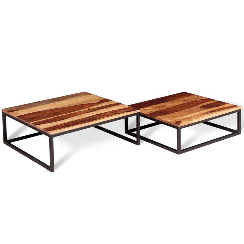 Two Piece Nesting Coffee Table Set Solid Sheesham Wood W59311