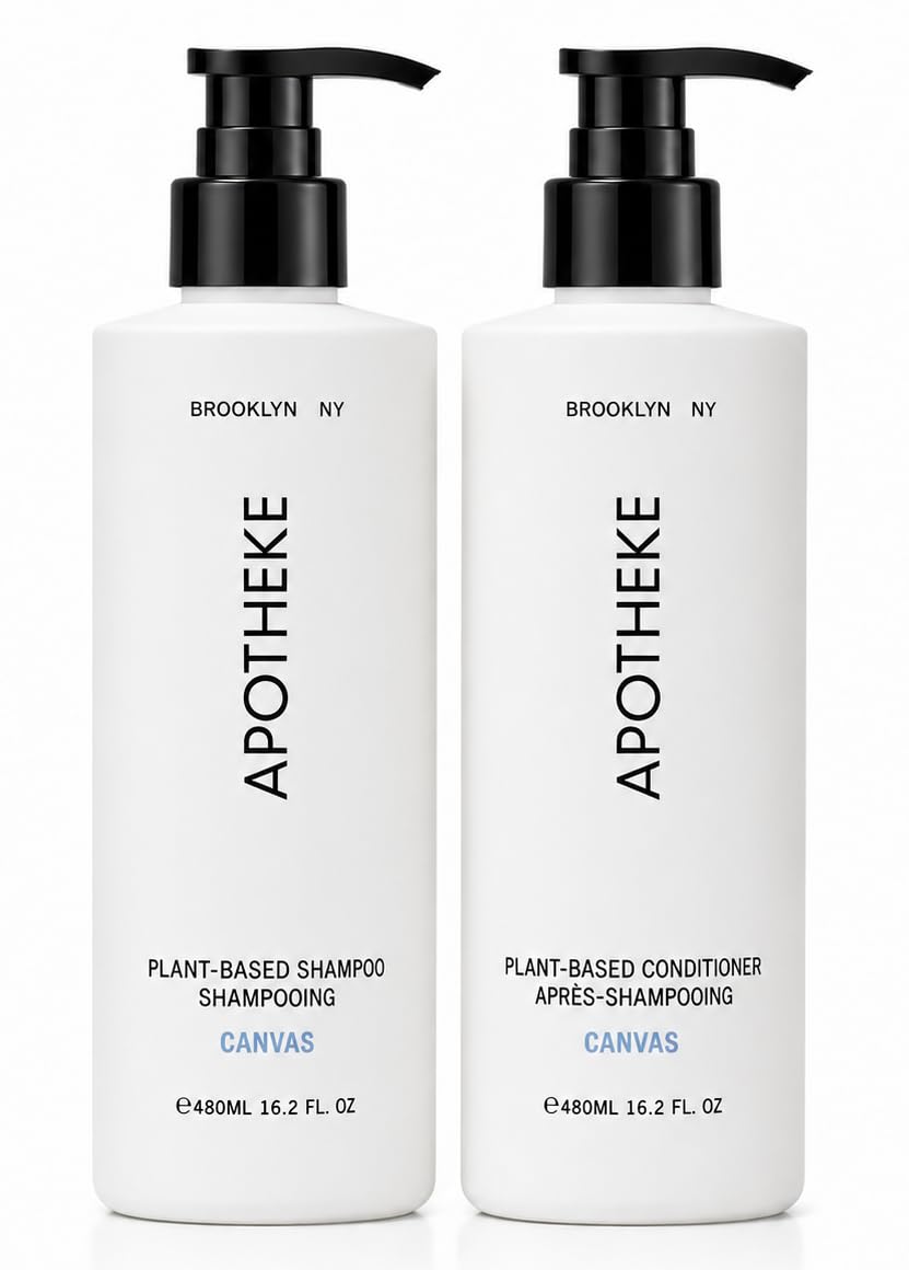 Plant-Based Shampoo and Conditioner Set with Aloe Chamomile Coconut and Jojoba Oils, 16.2 Fl Oz Each D396