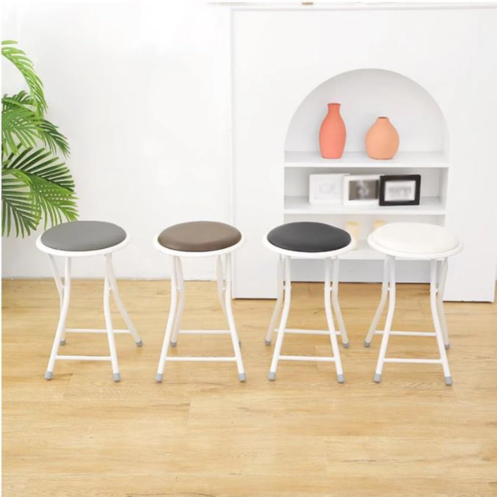 Portable Folding Stool, Collapsible Padded Round Stool, Foldable Breakfast Kitchen Bar Stool Seat, Fold up Stool for Adults Kitchen Garden Bathroom (Black) C40193