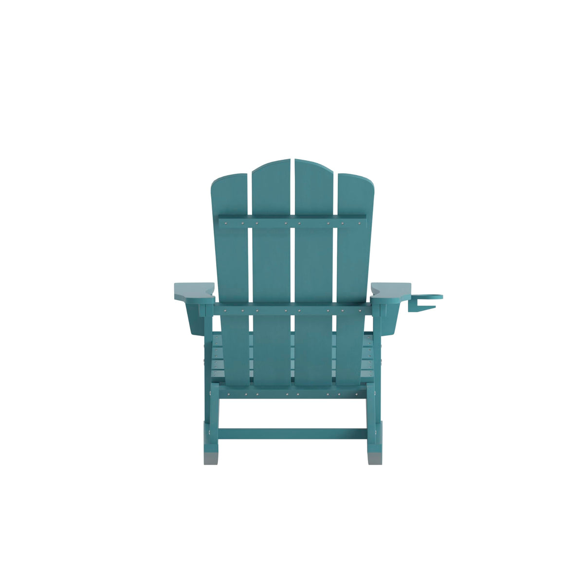 Blue HDPE Adirondack Rocking Chair with Cup Holder Y318654