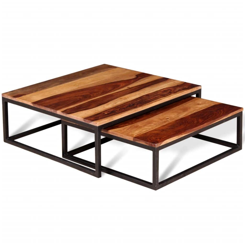 Two Piece Nesting Coffee Table Set Solid Sheesham Wood W59311
