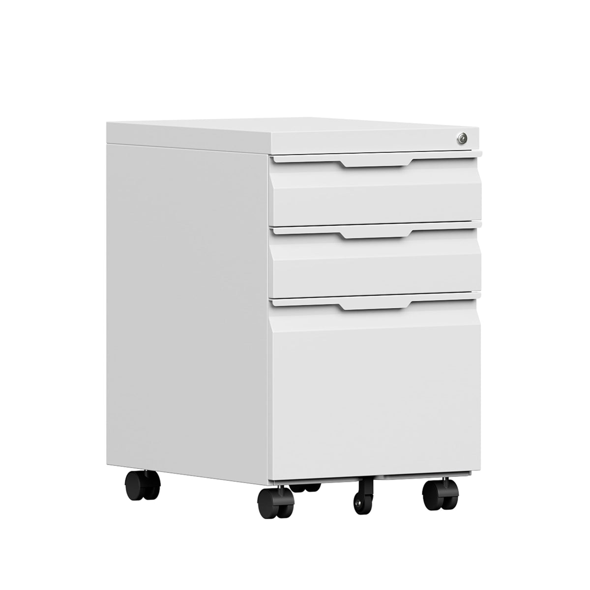 3 Drawer White Metal Mobile File Cabinet E227