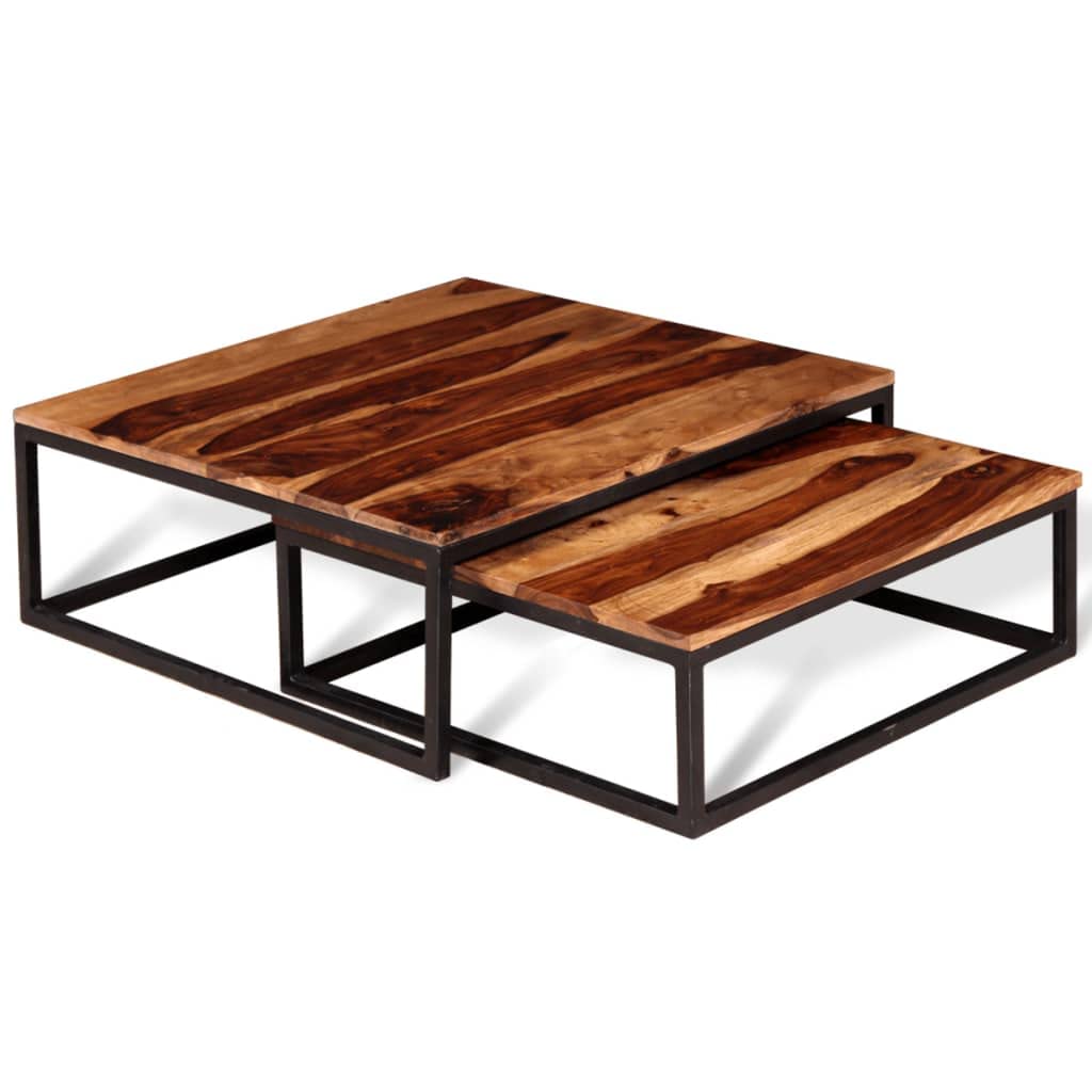 Two Piece Nesting Coffee Table Set Solid Sheesham Wood W59311
