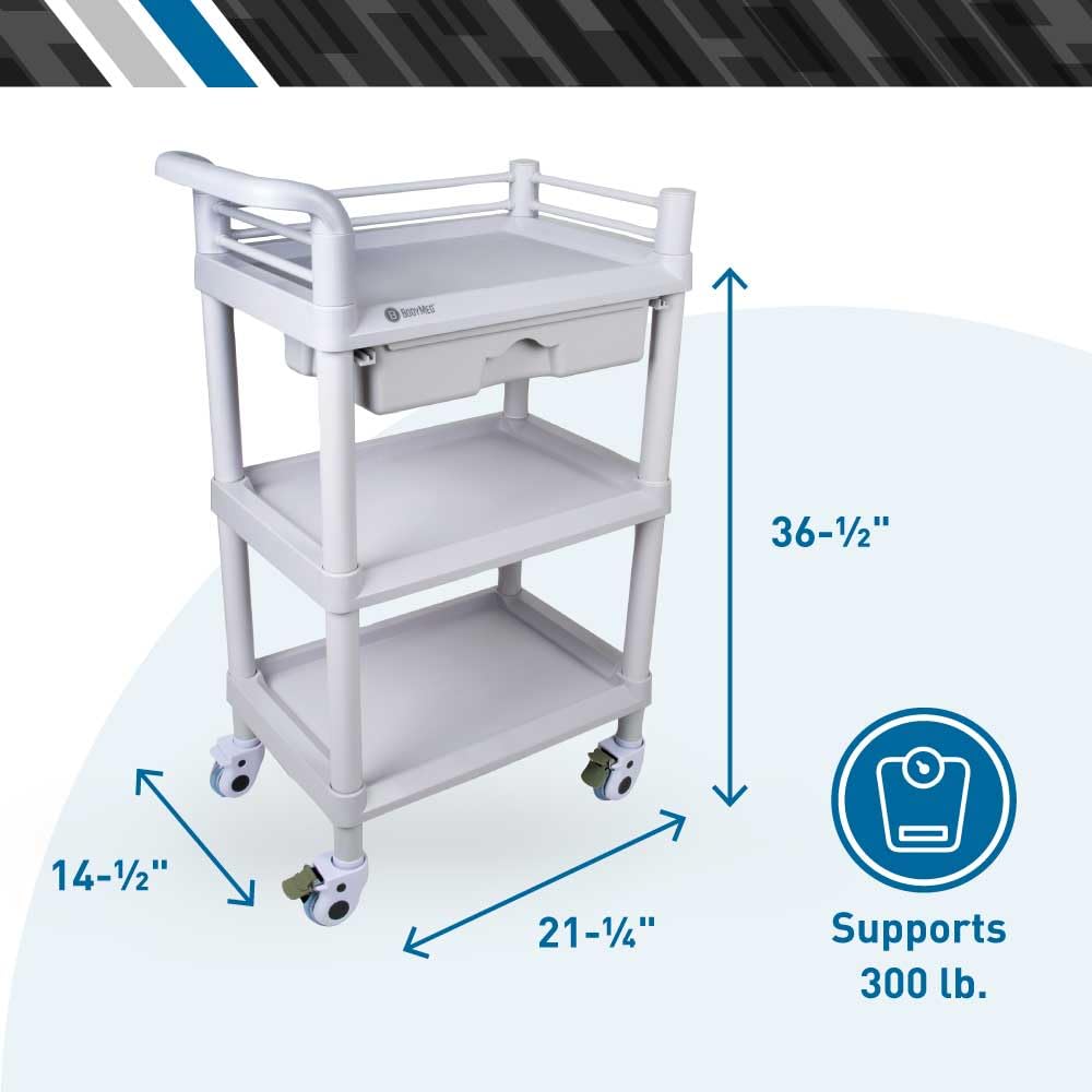 3-Tier Medical Utility Cart with Drawer and Shelves H814302