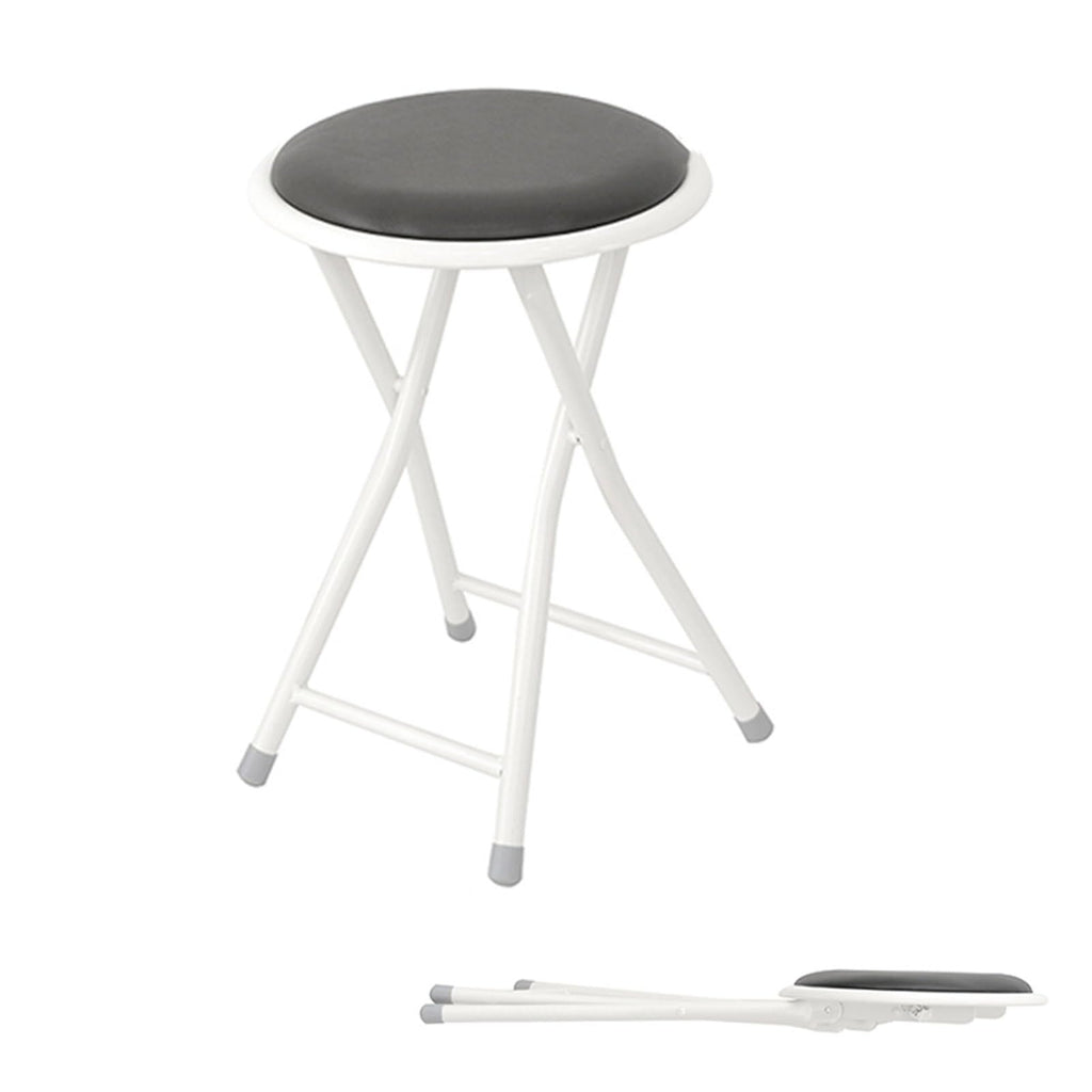 Portable Folding Stool, Collapsible Padded Round Stool, Foldable Breakfast Kitchen Bar Stool Seat, Fold up Stool for Adults Kitchen Garden Bathroom (Black) C40193