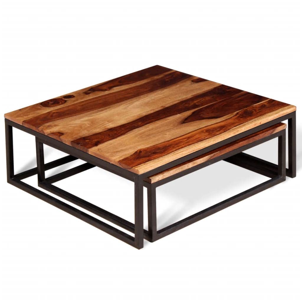 Two Piece Nesting Coffee Table Set Solid Sheesham Wood W59311