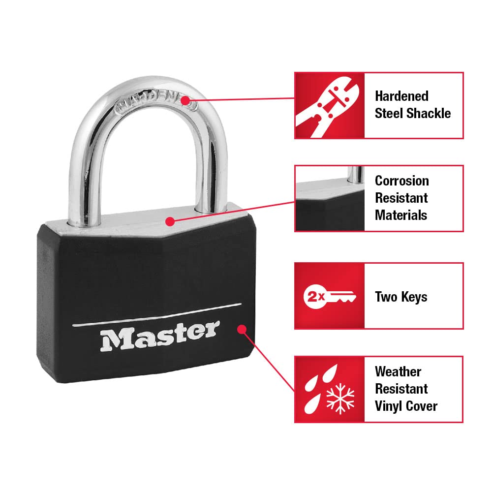 Black 4 Pack Covered Aluminum Keyed Padlock J73834