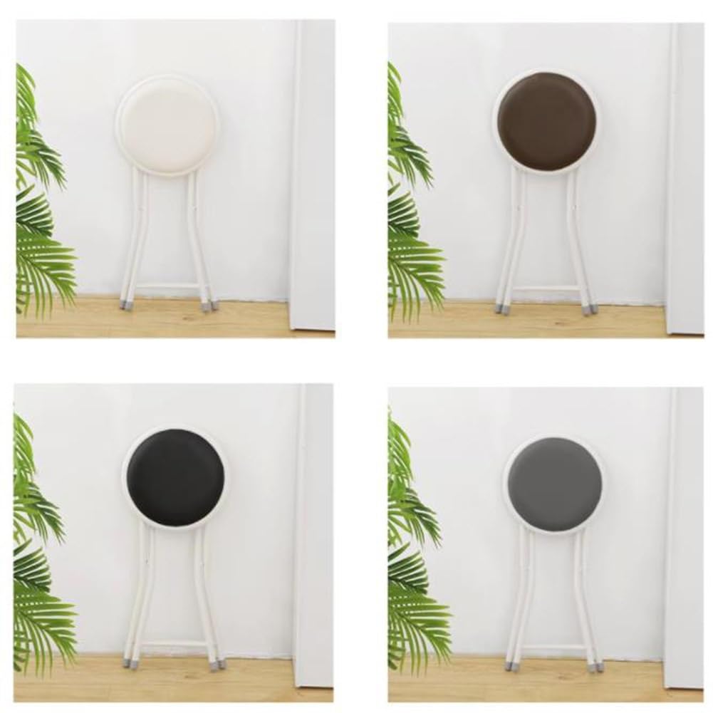 Portable Folding Stool, Collapsible Padded Round Stool, Foldable Breakfast Kitchen Bar Stool Seat, Fold up Stool for Adults Kitchen Garden Bathroom (Black) C40193