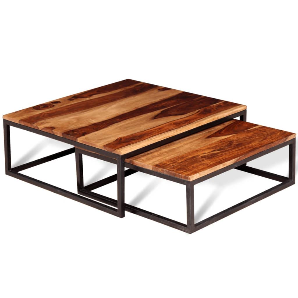 Two Piece Nesting Coffee Table Set Solid Sheesham Wood W59311