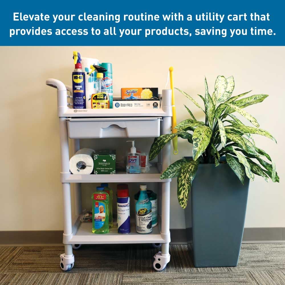 3-Tier Medical Utility Cart with Drawer and Shelves H814302