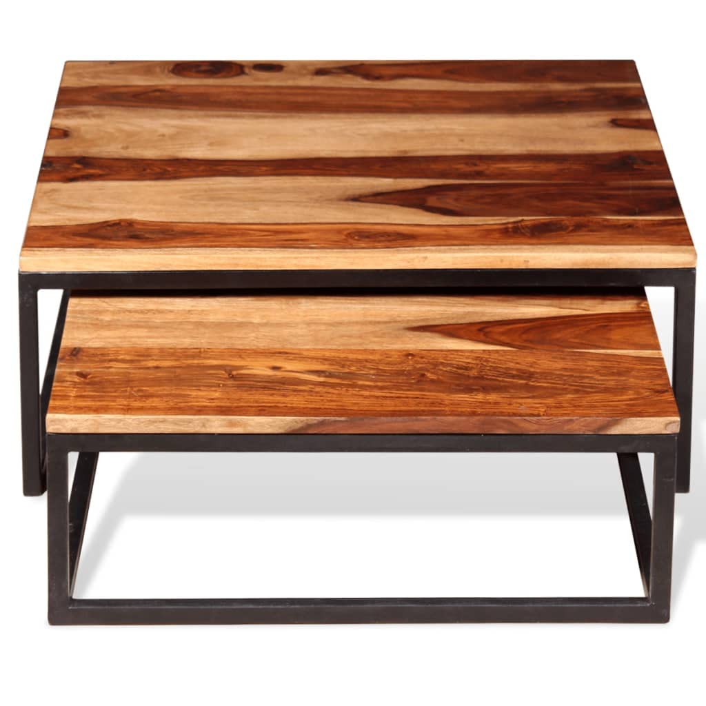 Two Piece Nesting Coffee Table Set Solid Sheesham Wood W59311