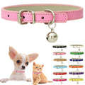 Pink Leather Cat Collar with Bell N9331