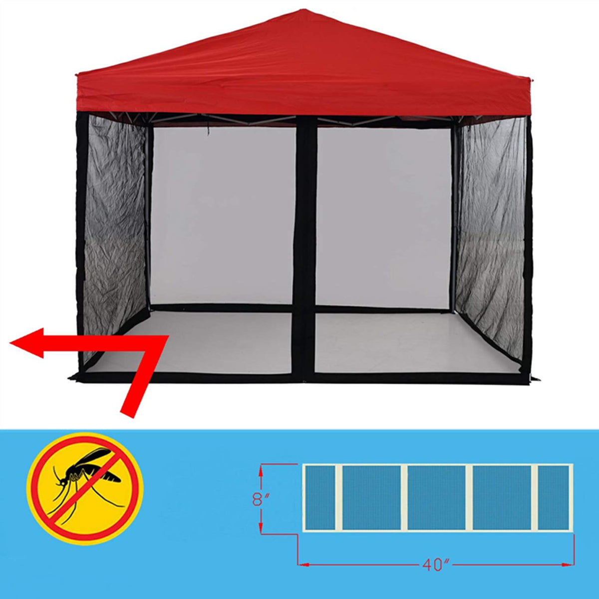 Mosquito Net with Zipper for Camping and Patio Gazebo M307877