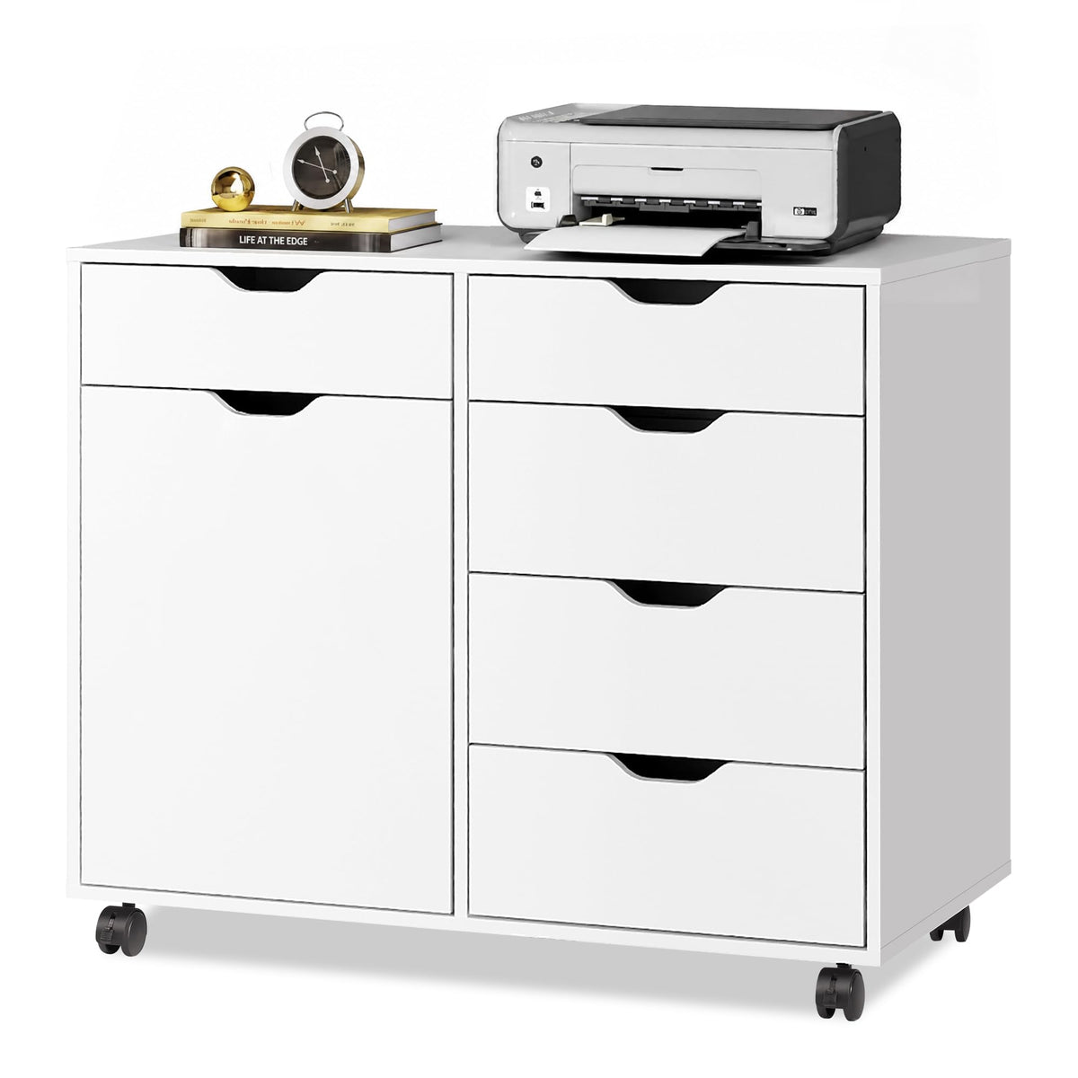 White 5 Drawer Wood Office Cabinet M51886