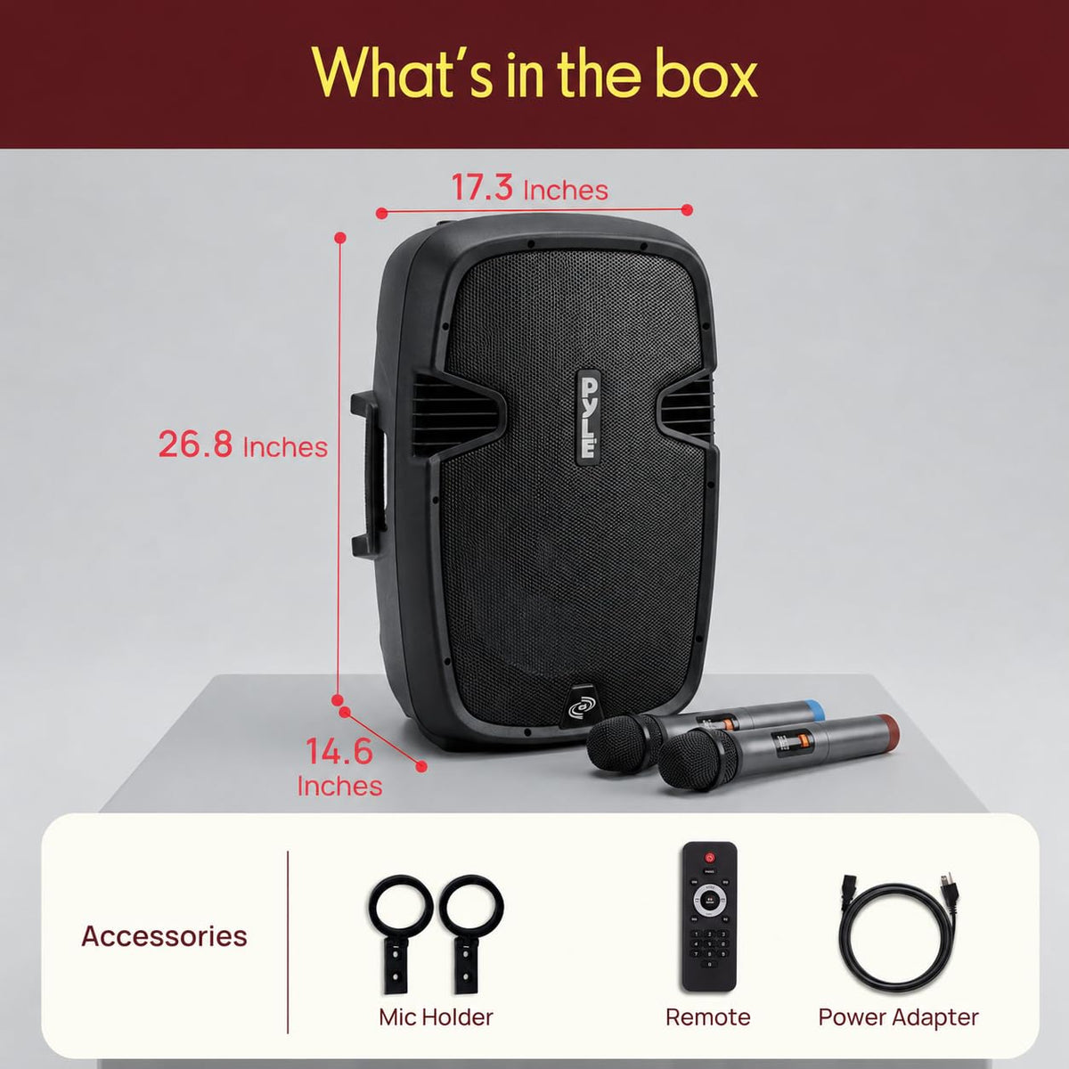 15-Inch Portable PA Speaker System with 2 UHF Microphones J41727