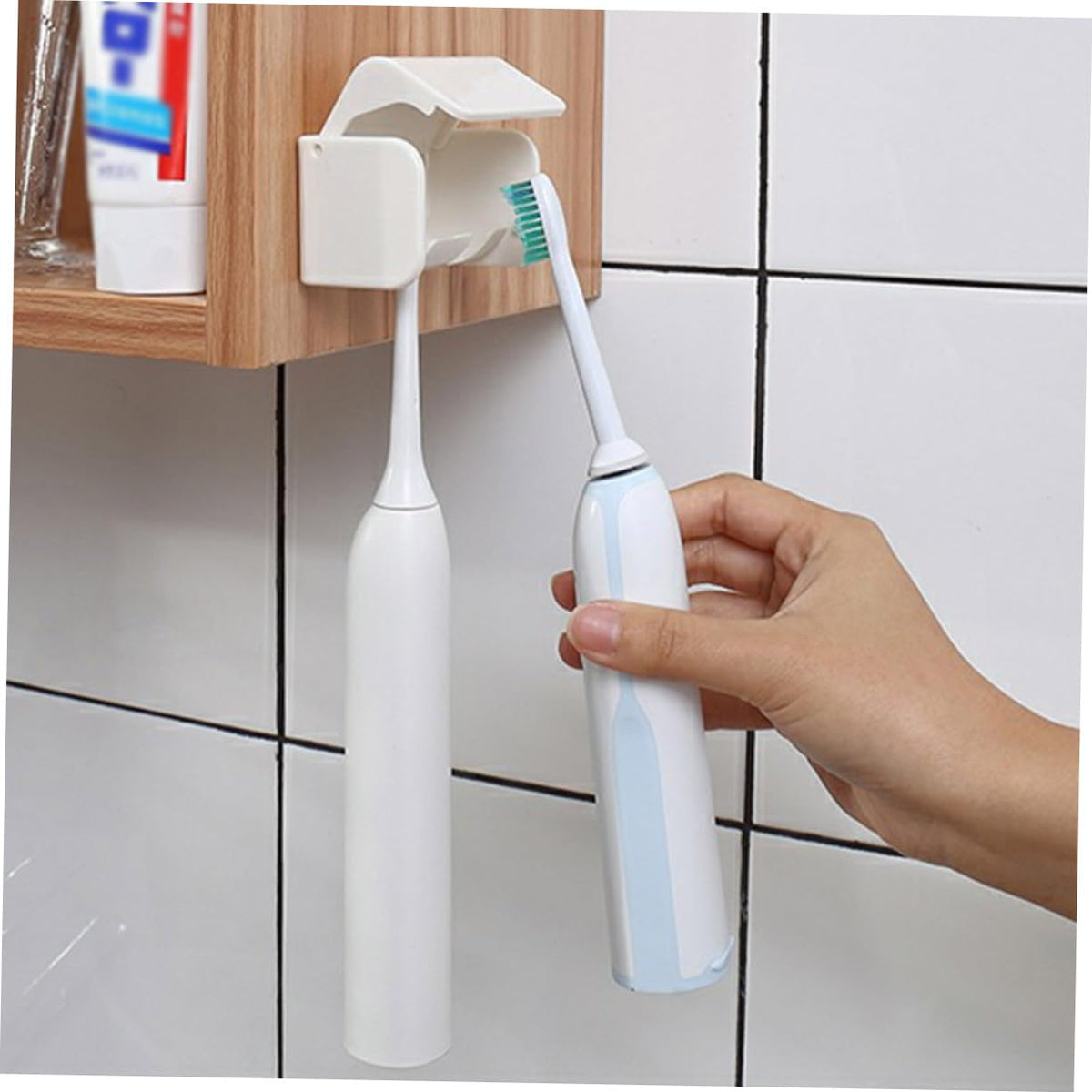 2 Pack Wall Mount Plastic Electric Toothbrush Holder N587869