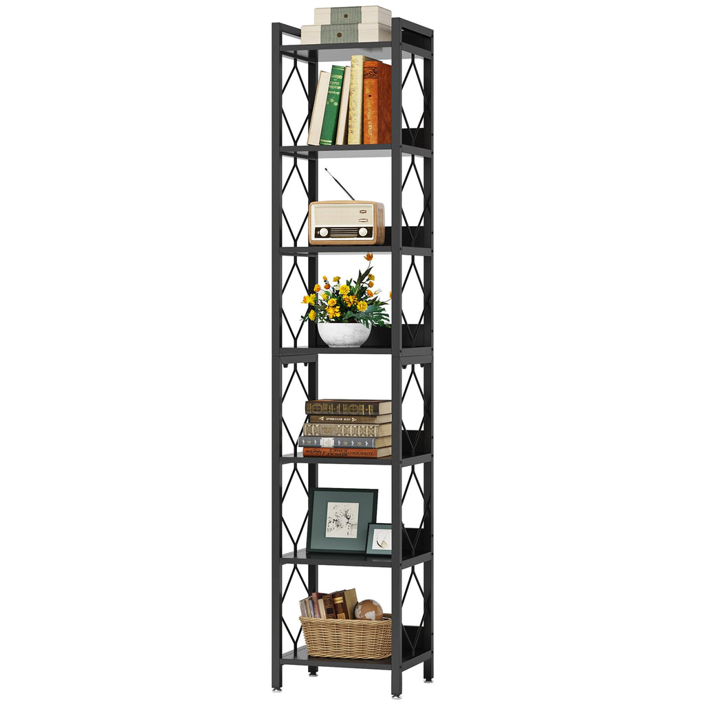 78.7 Inch Tall Skinny Narrow Black Bookshelf Bookcase I730