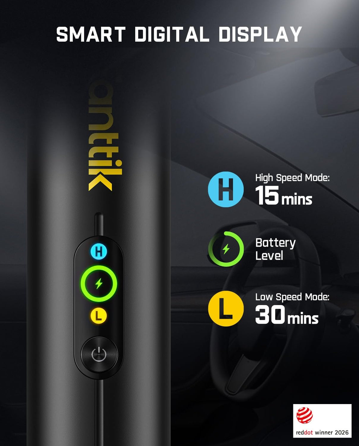 Cordless Handheld Car Vacuum, 19kPa, Black O3040