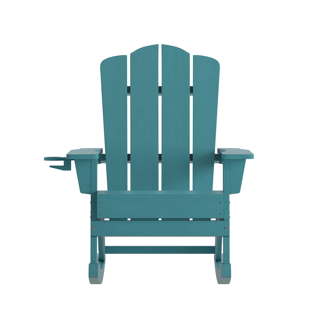 Blue HDPE Adirondack Rocking Chair with Cup Holder Y318654