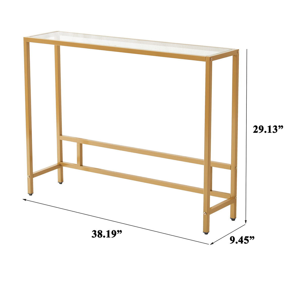 Small Modern Console Table Tempered Glass Metal Frame R2190