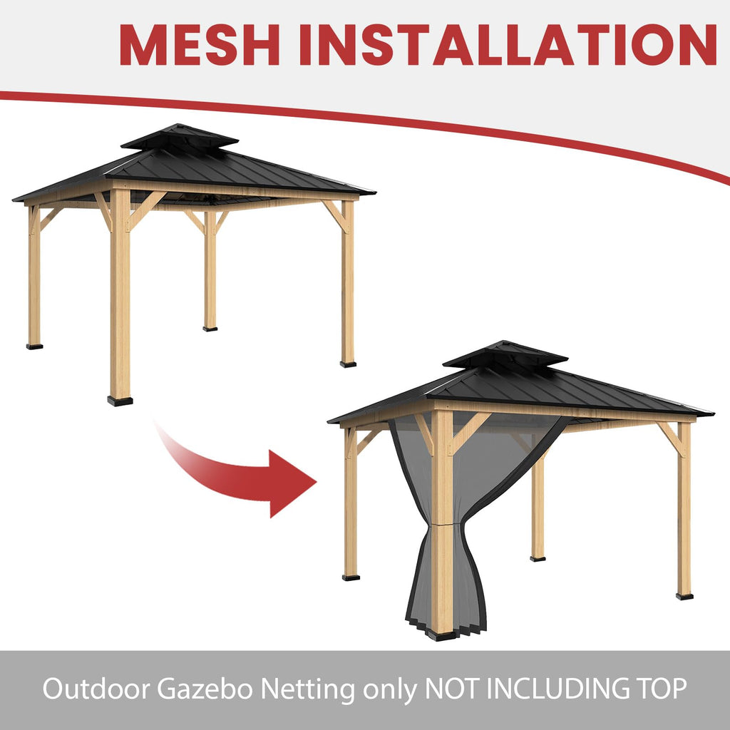 10' x 10' Gazebo Canopy Mosquito Netting Sidewalls C383218