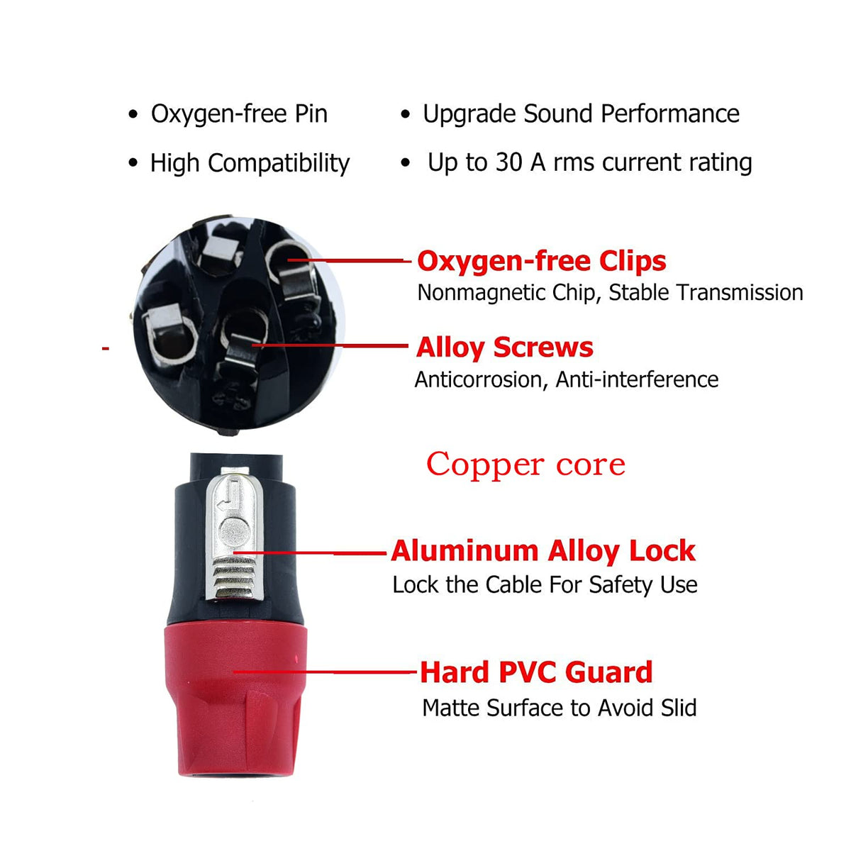 2Pcs 14 awg Speaker Cable with Twist Lock Z3263