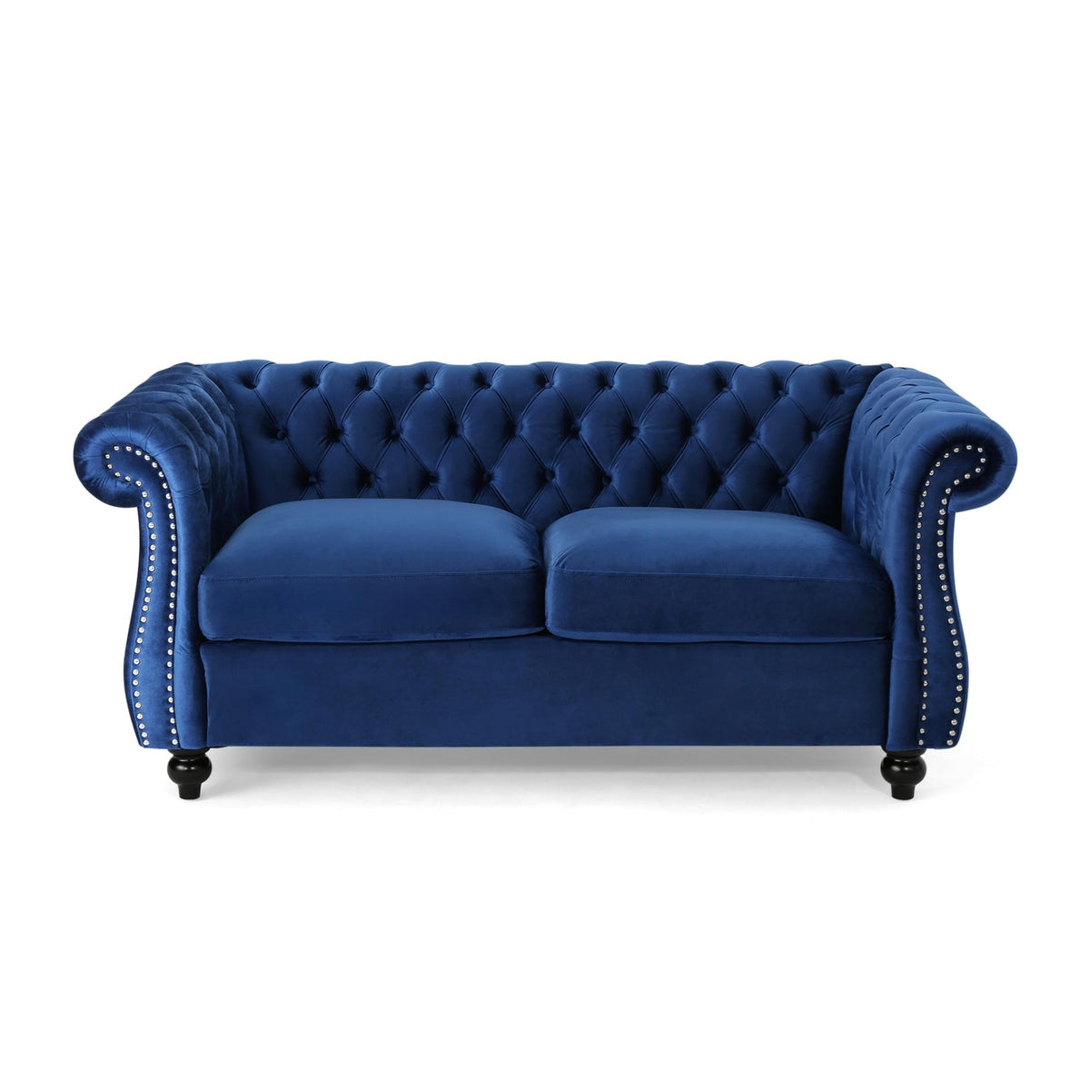 Navy Blue Velvet Loveseat Sofa U219692