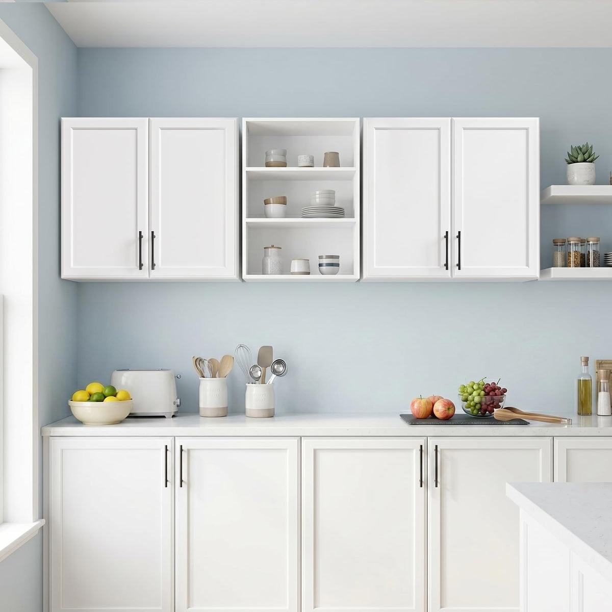 62.8" W Wall Mounted Laundry Cabinets with Adjustable Shelf I364