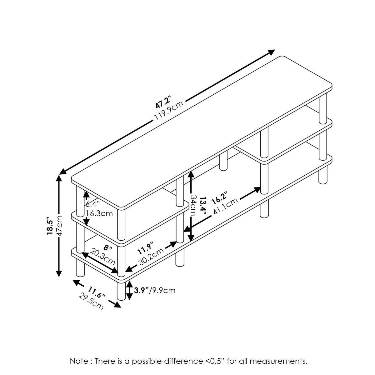 Espresso 3-Tier Open Shelf TV Stand N937