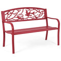 Metal Outdoor Garden Bench with Bird & Twig Back Pattern, Seats 2-3 Persons M160