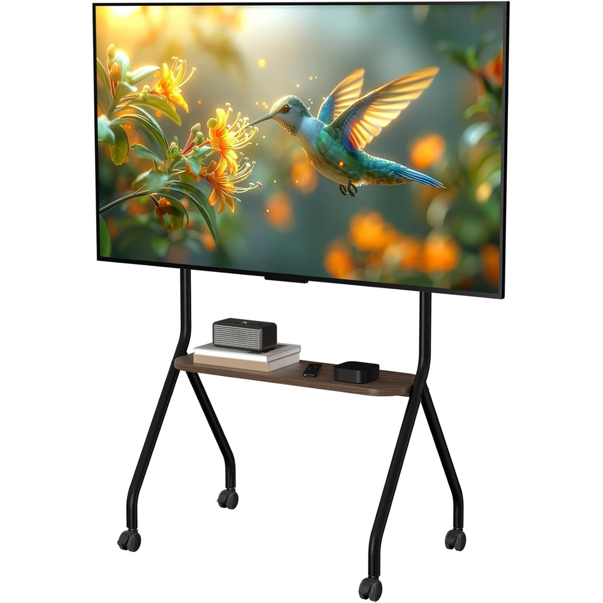 Black Height Adjustable Rolling TV Stand for 49-75 Inch TVs C4386