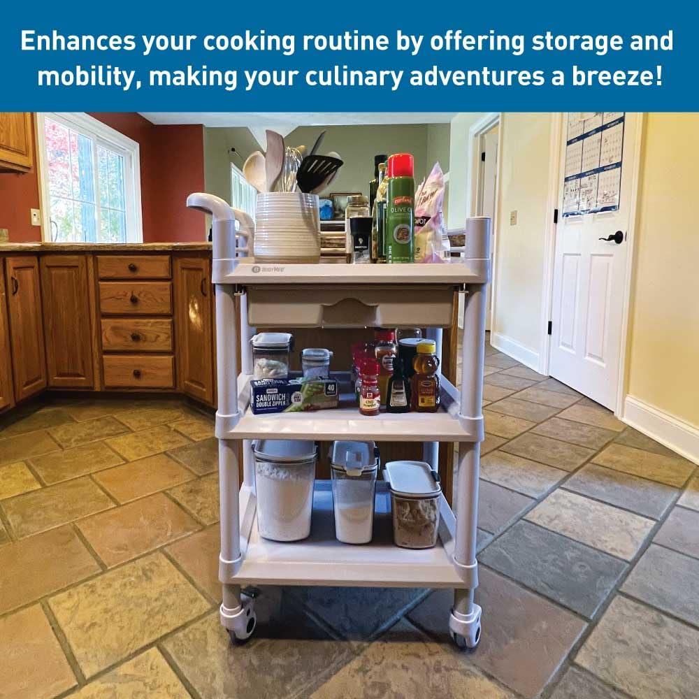 3-Tier Medical Utility Cart with Drawer and Shelves H814302