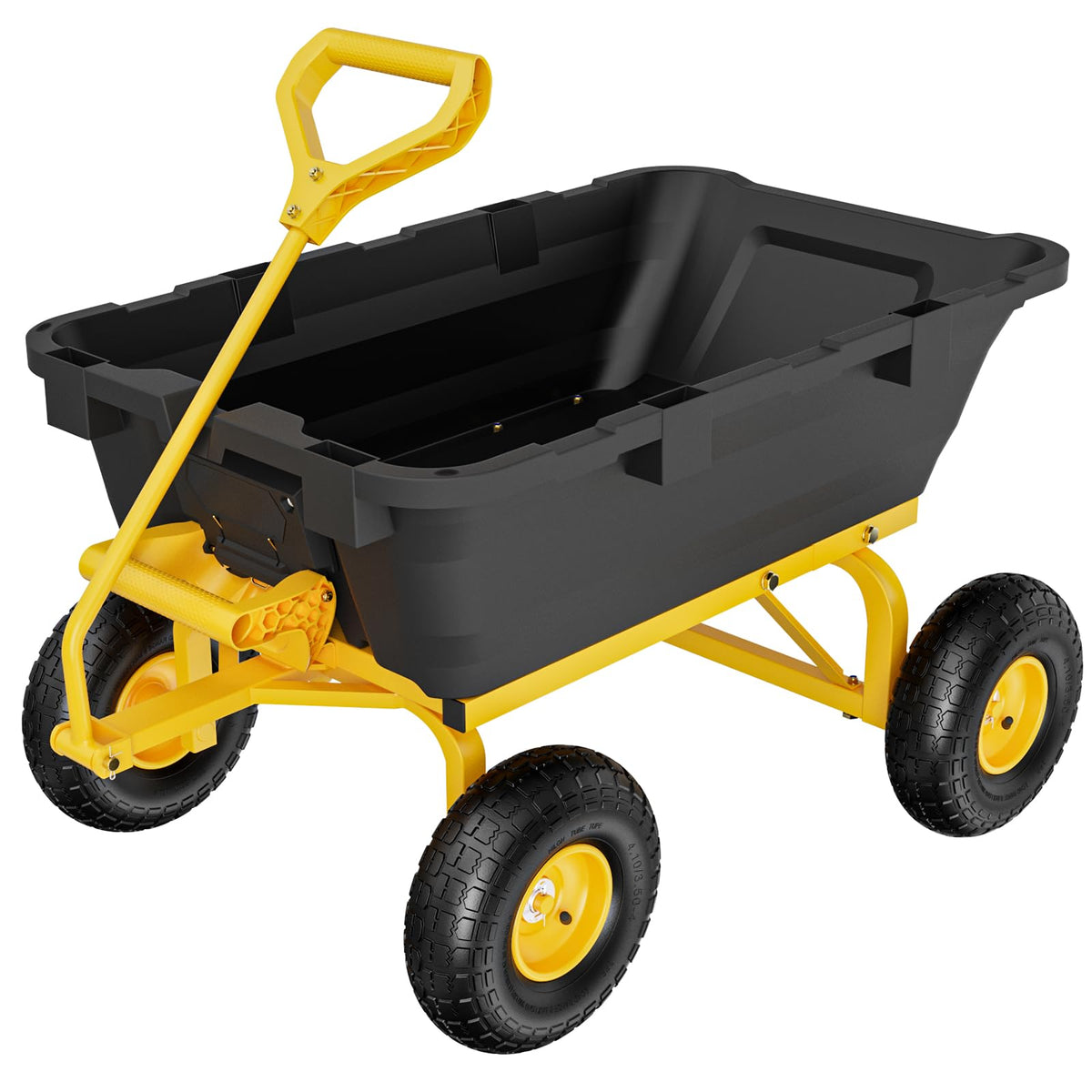 Heavy Duty Dump Cart Wagon, 770LBS Poly Wheelbarrow, 10in All-Terrain Pneumatic Tires H4604