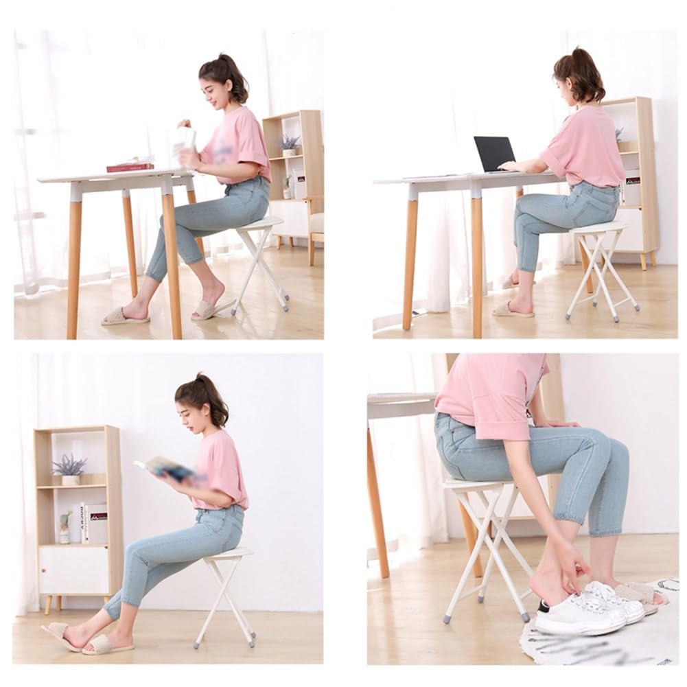 Portable Folding Stool, Collapsible Padded Round Stool, Foldable Breakfast Kitchen Bar Stool Seat, Fold up Stool for Adults Kitchen Garden Bathroom (Black) C40193