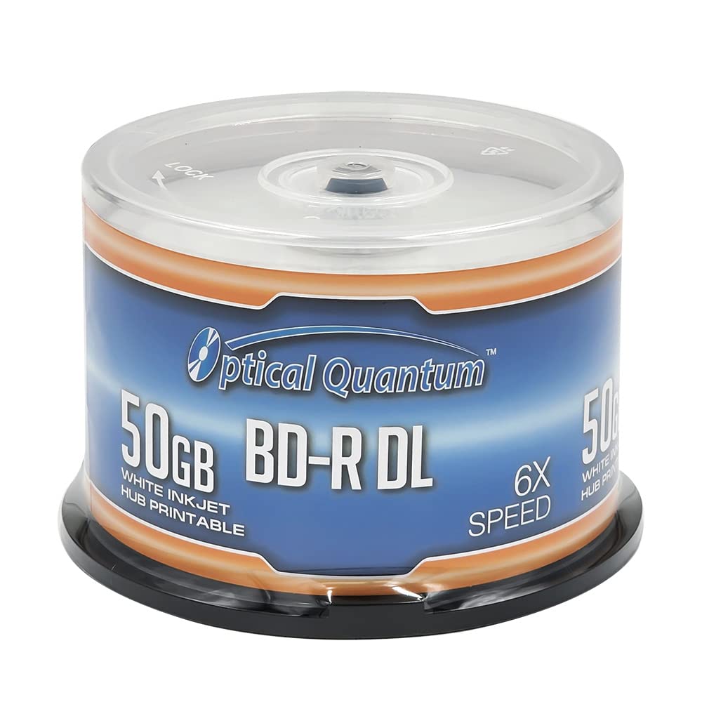 50GB BD-R DL White Inkjet Printable Blu-ray Double Layer Recordable Media 50-Disc Spindle G17197
