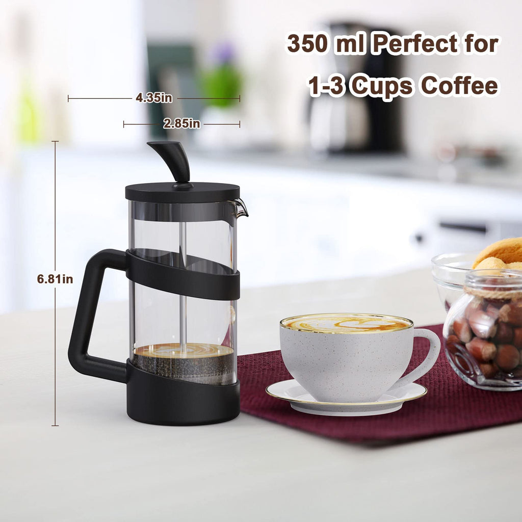 Mini French Press Coffee Maker, 12 oz, Black X49108