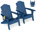 Oversized Folding Adirondack Chairs Set of 2 Blue R367970