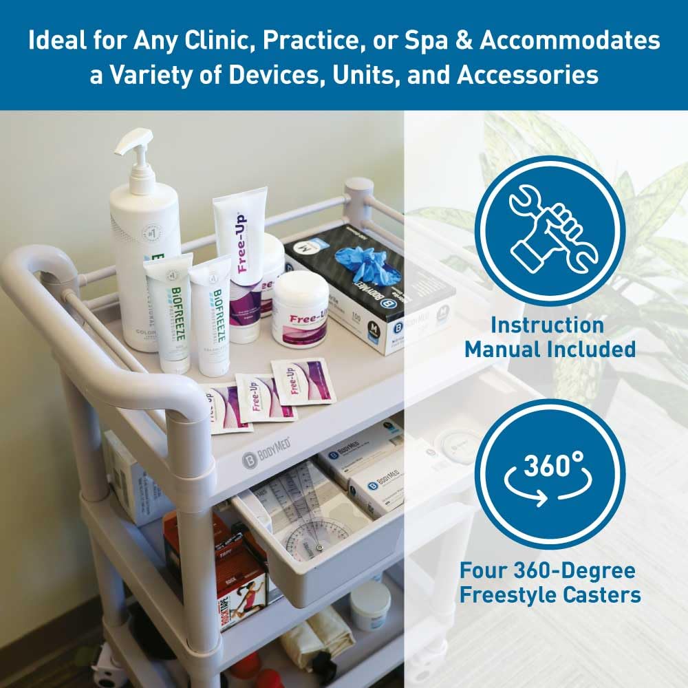 3-Tier Medical Utility Cart with Drawer and Shelves H814302