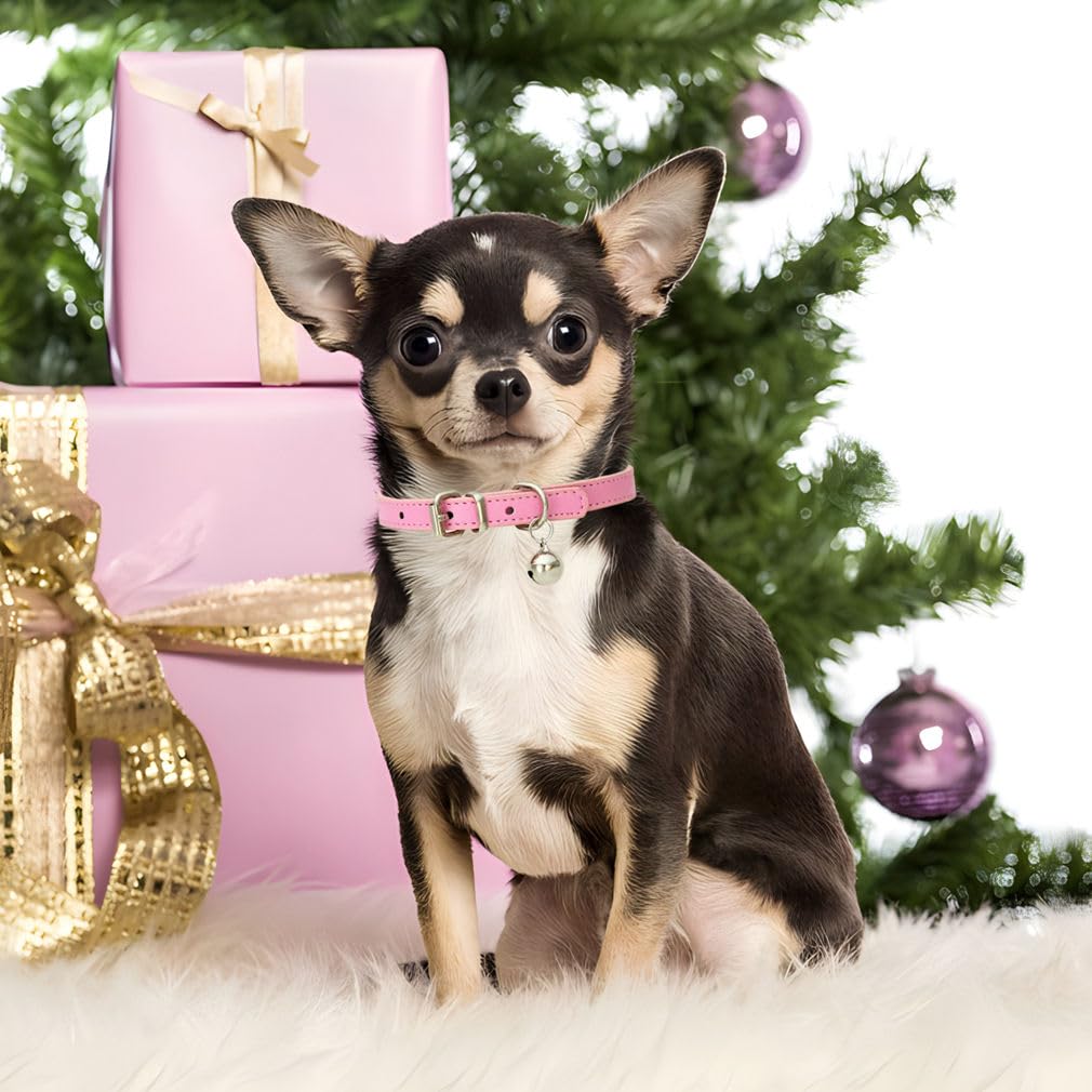 Pink Leather Cat Collar with Bell N9331