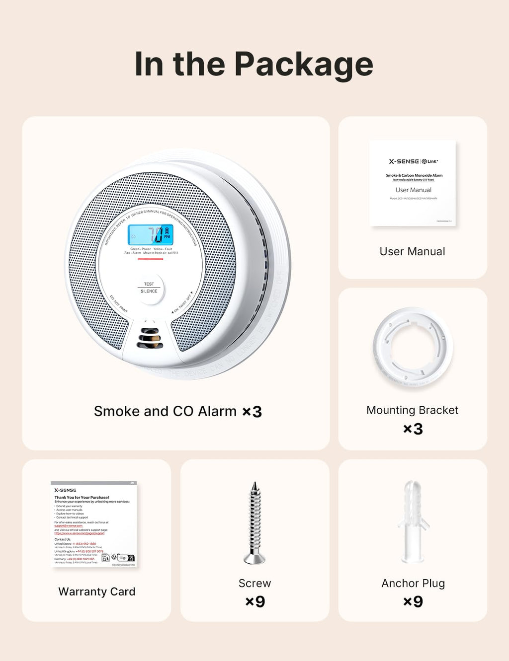 Smoke and Carbon Monoxide Detector Combo 3-Pack U752