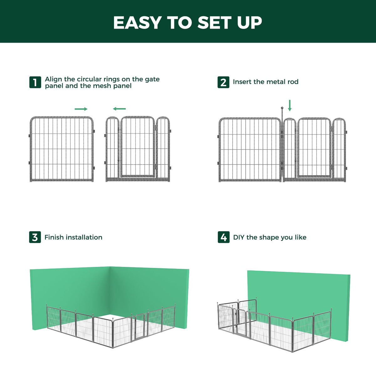 24" H 16 Panels Dog Playpen D89120
