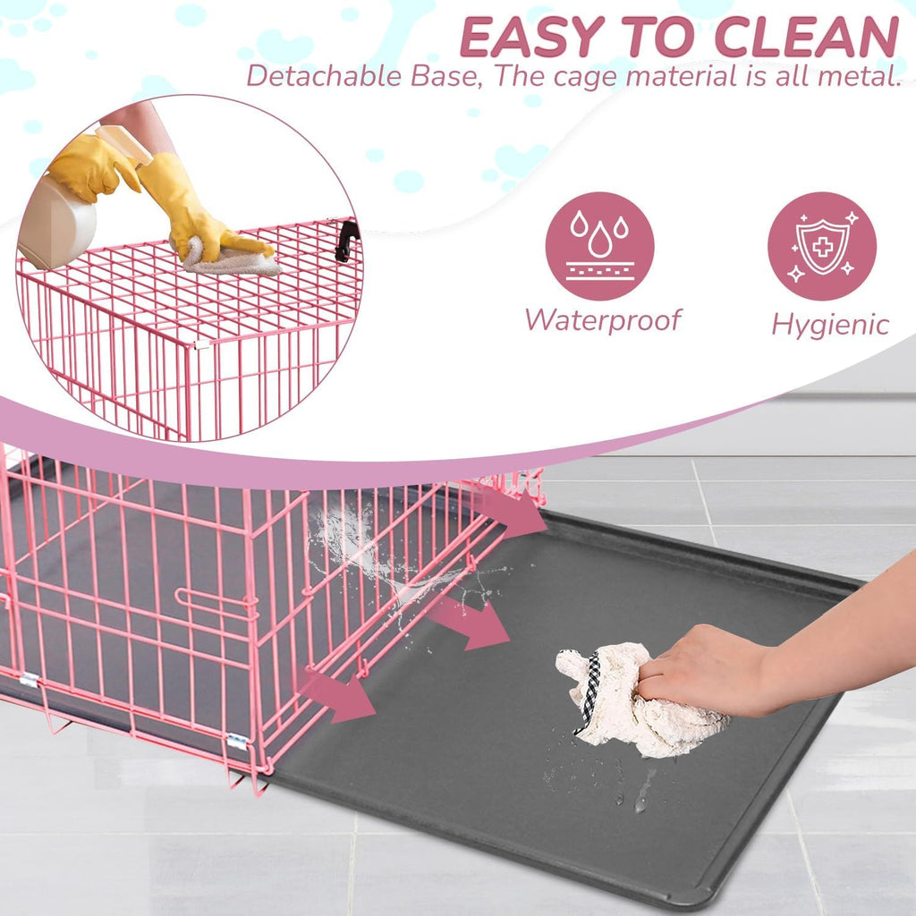 48" Large Double Door Folding Metal Wire Dog Crate with Divider Panel I268881