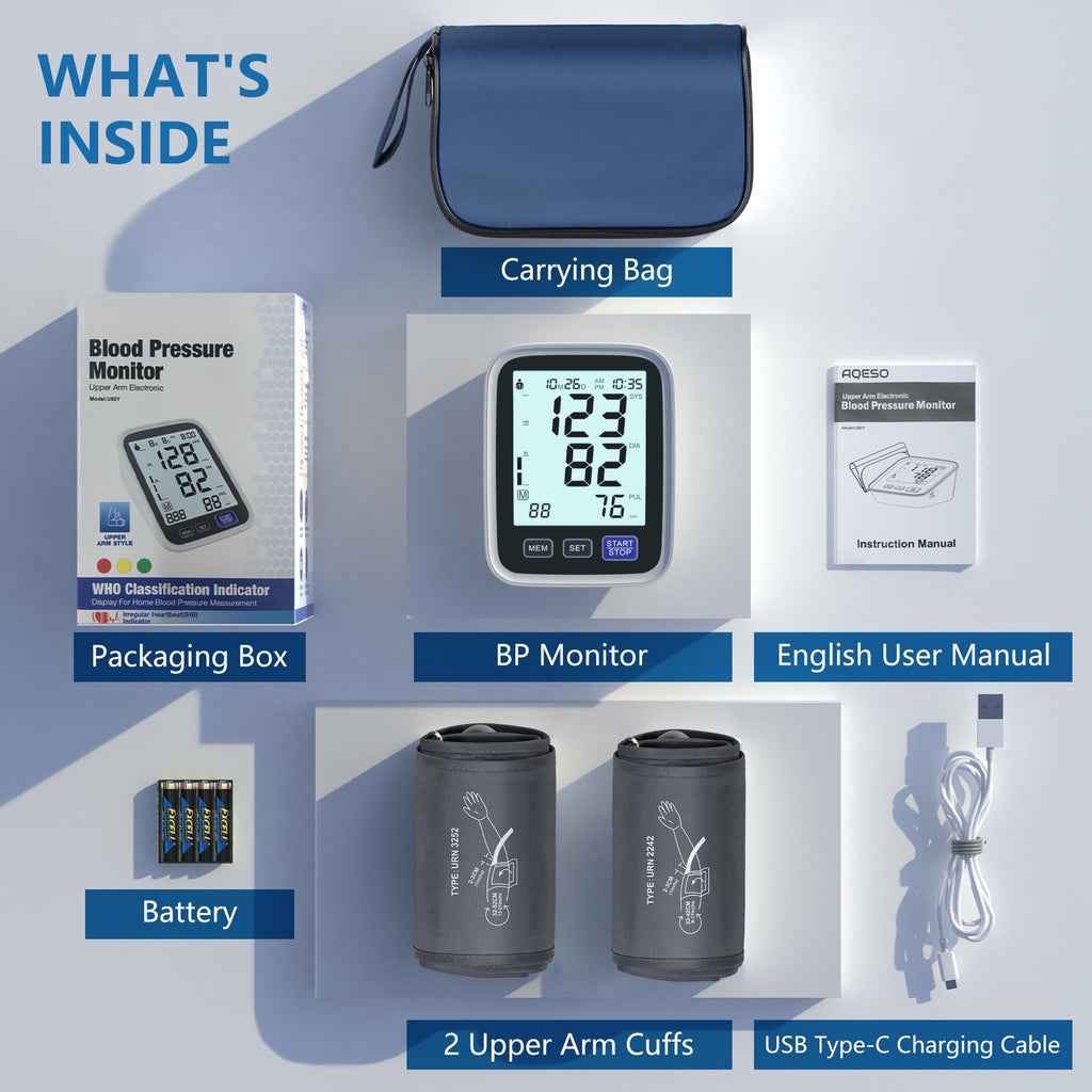 Upper Arm Blood Pressure Machine with 2 Size Cuffs and Backlit LCD K95099