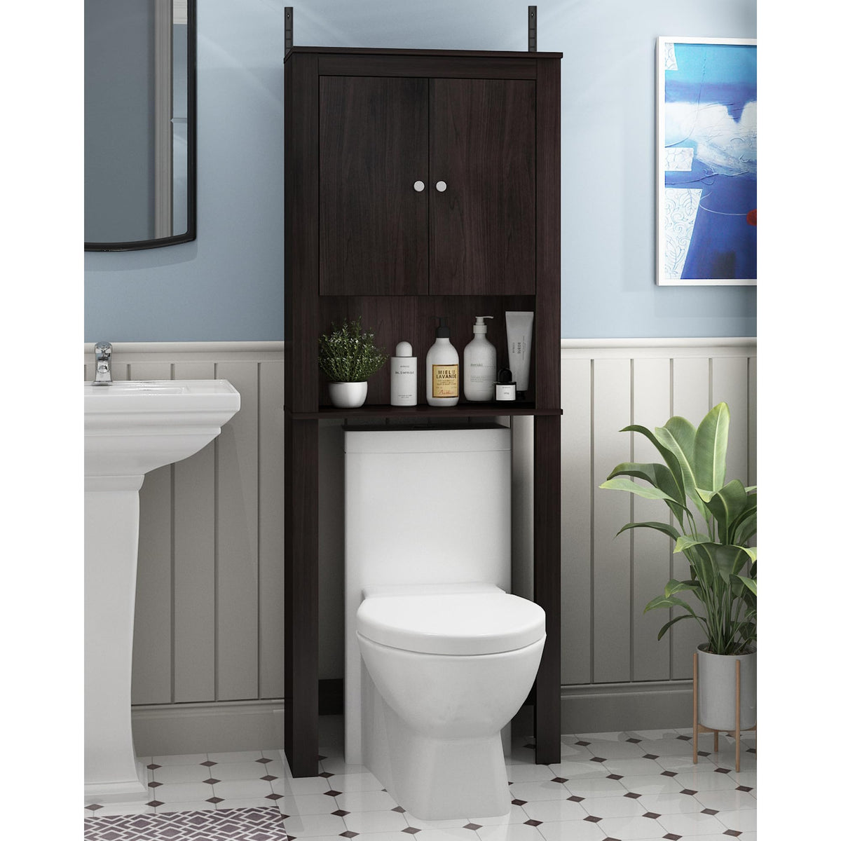 Black Over The Toilet Storage Cabinet U999