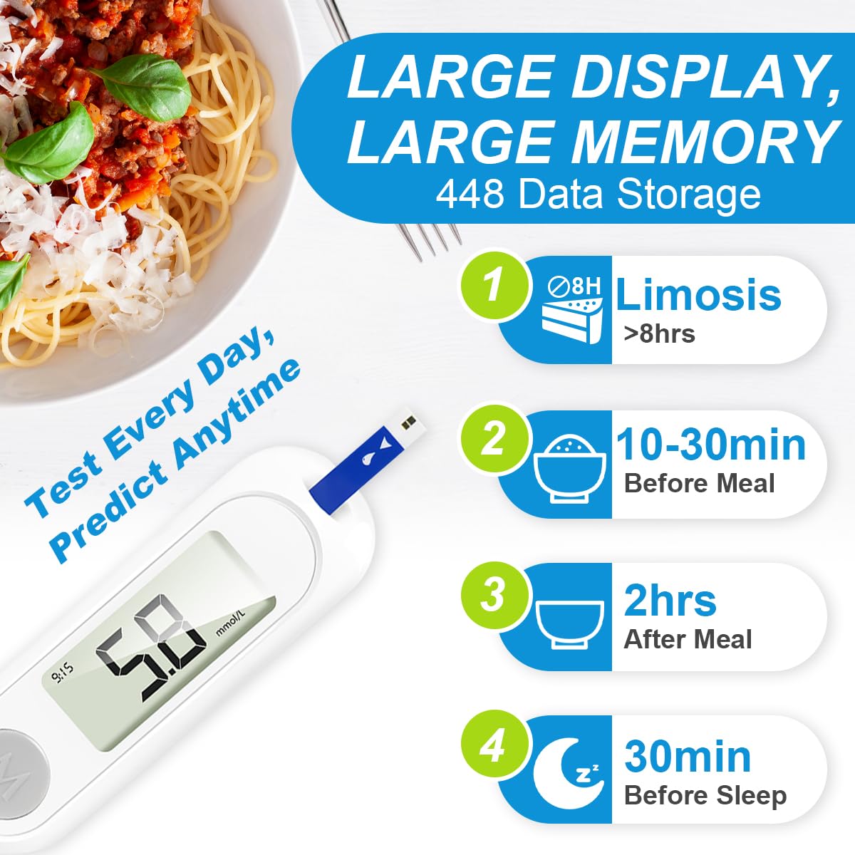 Blood Sugar Monitor Kit with 50 Test Strips & 50 Lancets V13837