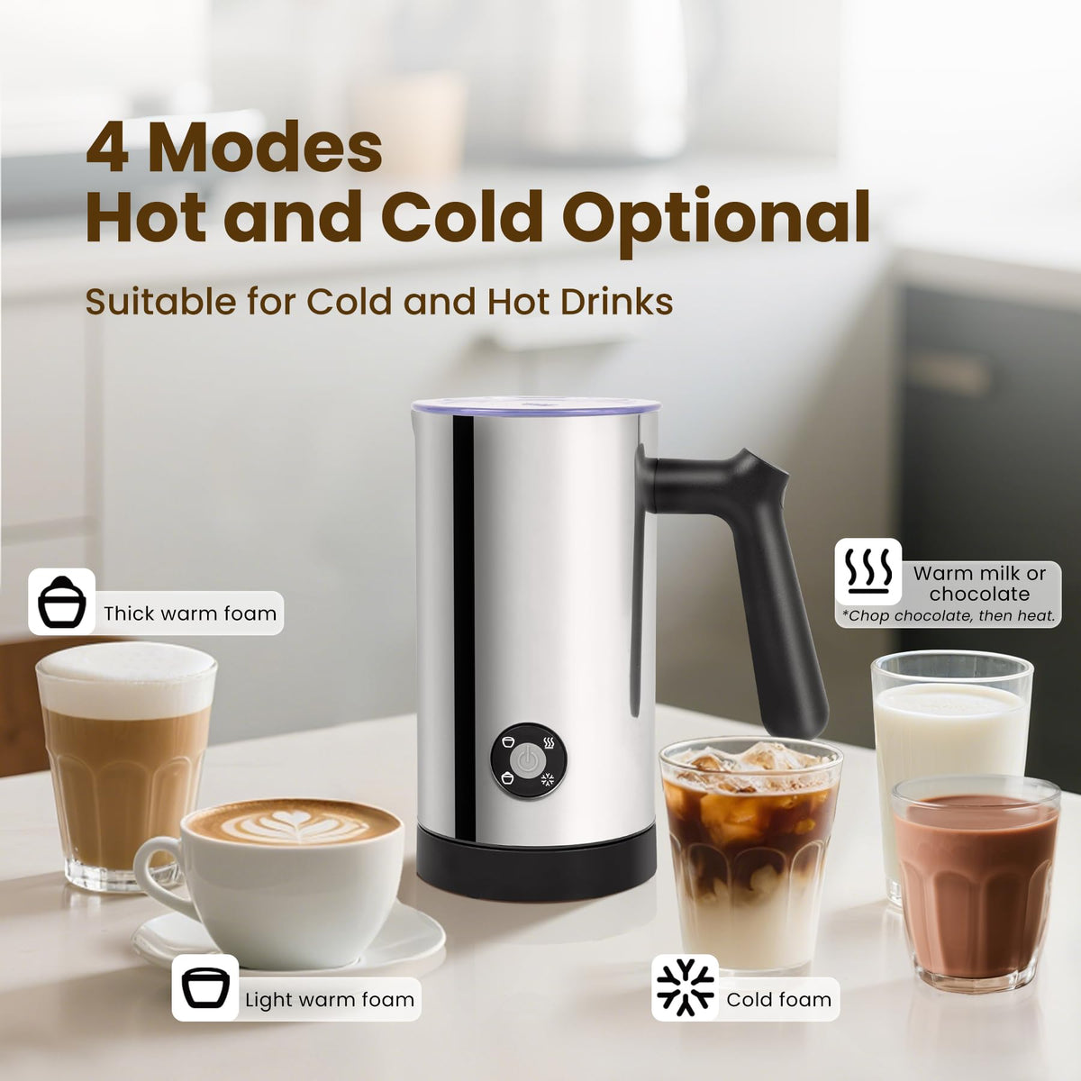 Electric Milk Frother 4-in-1 Foam Maker 10.6 oz L5338