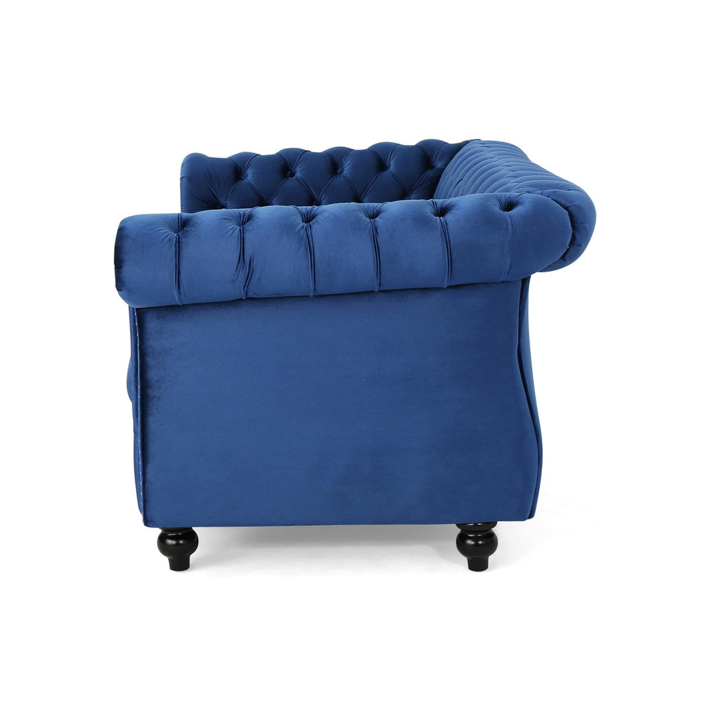 Navy Blue Velvet Loveseat Sofa U219692
