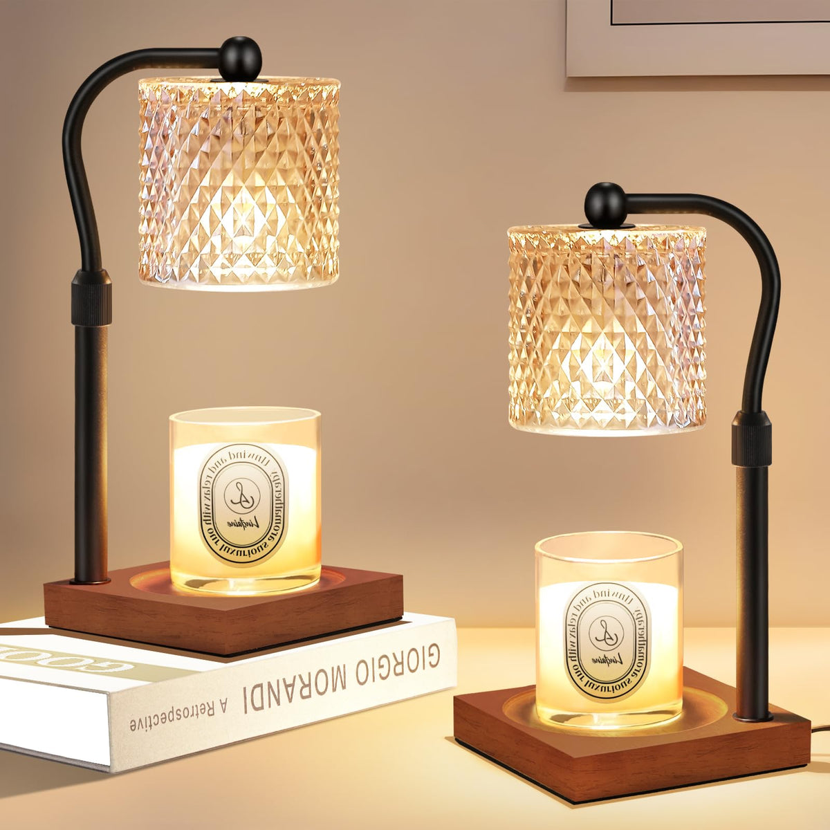 2 Pack Candle Warmer Lamp with Timer Dimmer Adjustable Height U11942