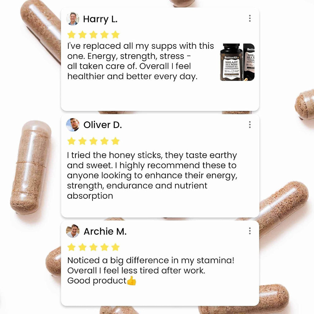 Shilajit Maca Root Ginkgo Biloba Sea Moss Ashwagandha Tongkat Ali Panax Ginseng Safed Musli & Zinc 20 Capsules Supplement E4666