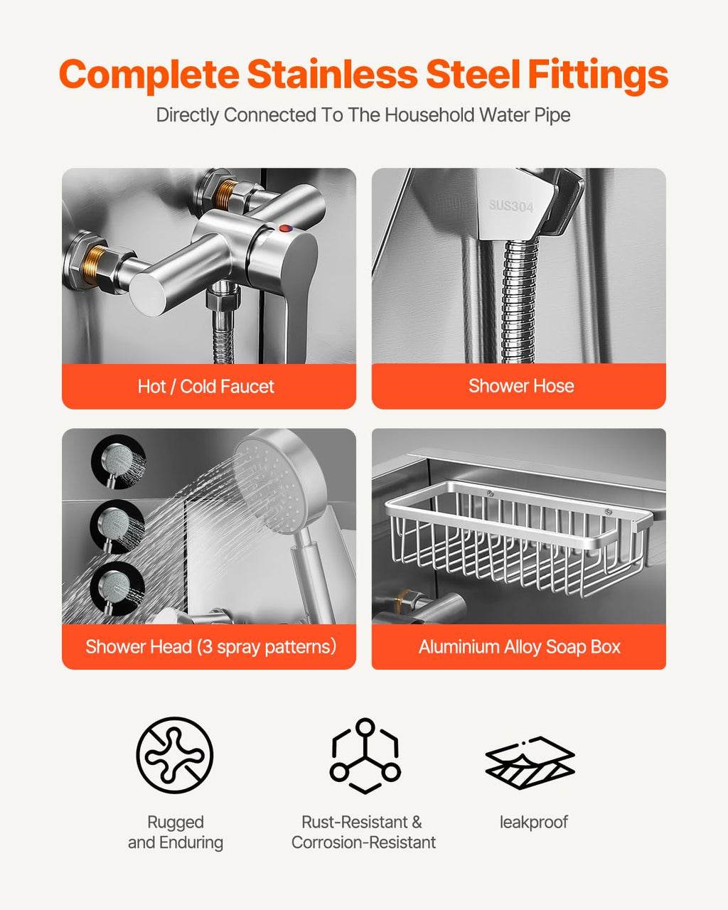 34" Stainless Steel Dog Washing Station with Shower Faucet Y3991